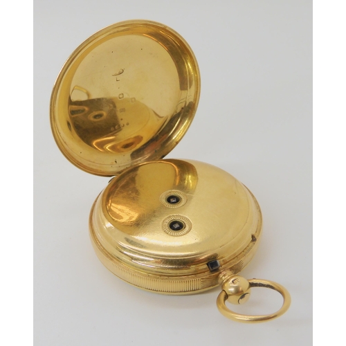 682 - AN 18CT GOLD J.W.BENSON OPEN FACE POCKET WATCH