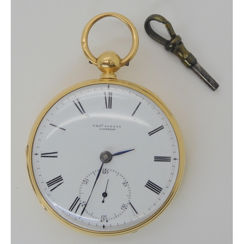 707 - AN 18CT GOLD OPEN FACE POCKET WATCH