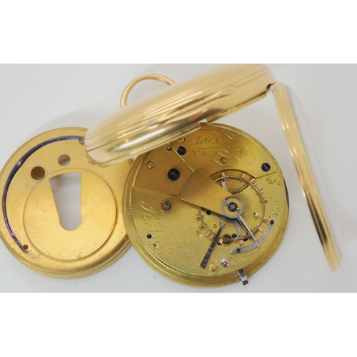 707 - AN 18CT GOLD OPEN FACE POCKET WATCH