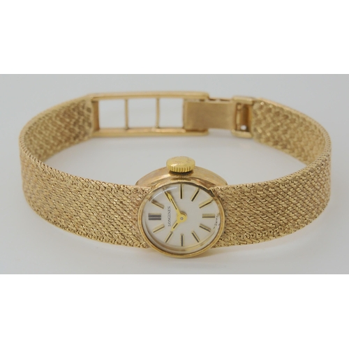 708 - A 9CT GOLD LADIES LONGINES WRIST WATCH