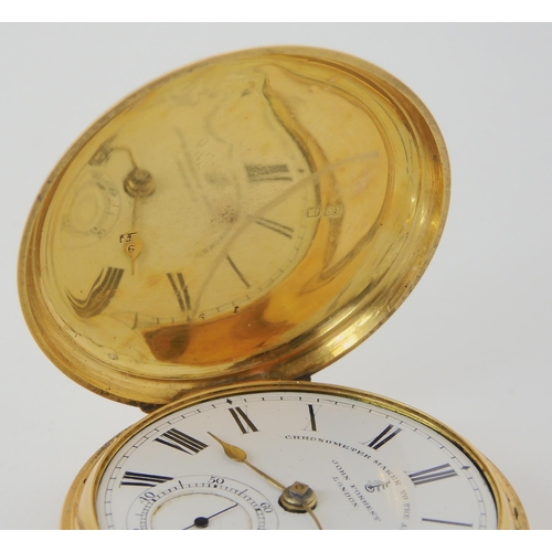 710 - AN 18CT GOLD FULL HUNTER POCKET WATCH