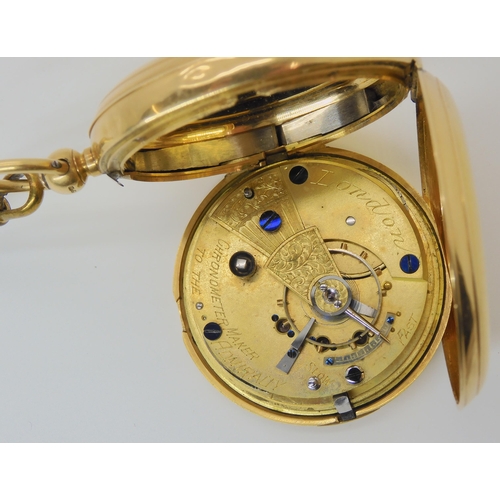 710 - AN 18CT GOLD FULL HUNTER POCKET WATCH