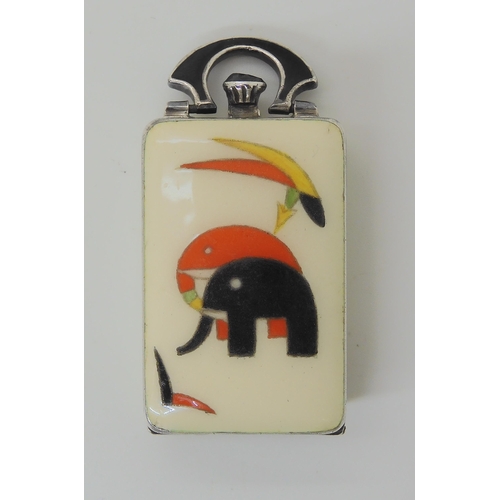 714 - AN ART DECO ENAMELLED ELEPHANT PENDANT WATCH