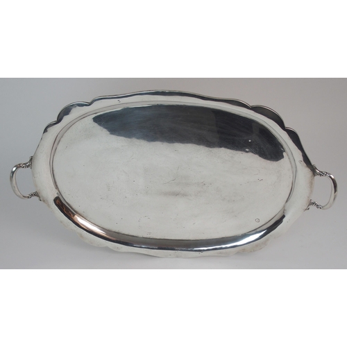 729 - A MEXICAN SILVER TWIN HANDLED SERVING TRAY