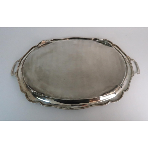 729 - A MEXICAN SILVER TWIN HANDLED SERVING TRAY