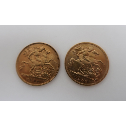 750 - TWO GOLD HALF SOVEREIGNS