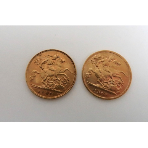 750 - TWO GOLD HALF SOVEREIGNS