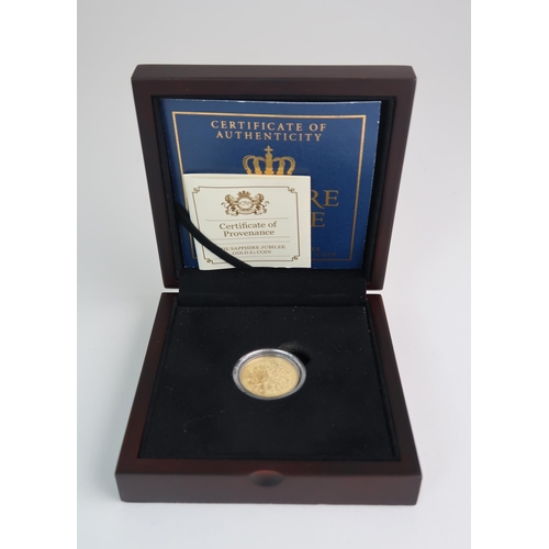 756 - A CASED SAPPHIRE JUBILEE 1952 - 2017 GOLD PROOF ONE POUND COIN