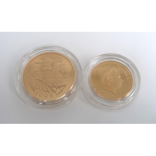 762 - A CASED 2005 GOLD PROOF FOUR-COIN SOVEREIGN SET