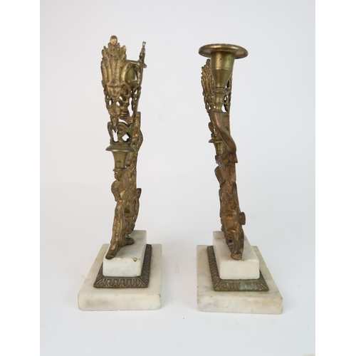 222 - A PAIR OF FIGURAL CANDLE AND POSY HOLDERS