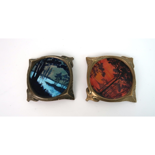 240 - A PAIR OF ENAMEL ON COPPER DISHES