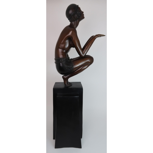 245 - A LARGE ART DECO STYLE BRONZED METAL FIGURE