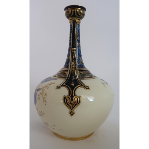 252 - A ROYAL CROWN DERBY PORCELAIN TWO HANDLED VASE