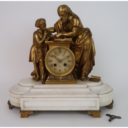 261 - A LATE 19TH CENTURY FRENCH MANTLE CLOCK