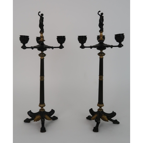 271 - A PAIR OF CAST BRONZE CANDELABRA