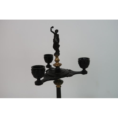 271 - A PAIR OF CAST BRONZE CANDELABRA