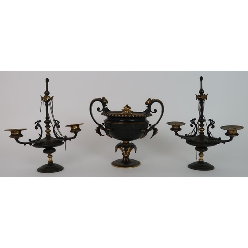 272 - A CLASSICAL BRONZE TWO HANDLED URN