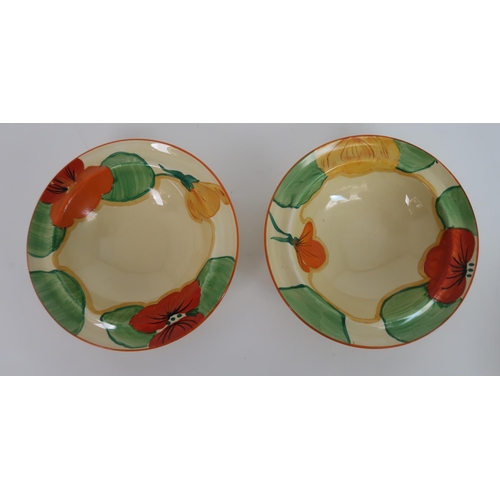 275 - A CLARICE CLIFF BIZARRE NASTURTIUM DESSERT SET