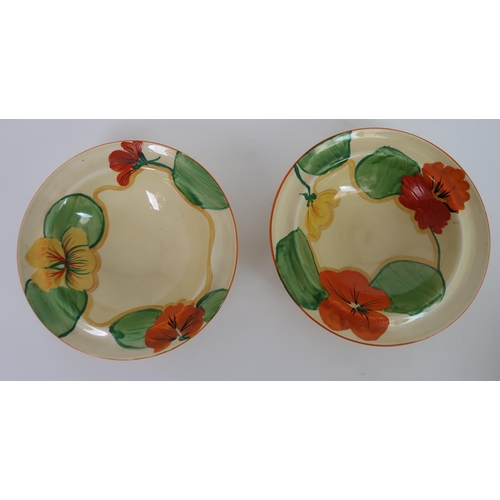 275 - A CLARICE CLIFF BIZARRE NASTURTIUM DESSERT SET