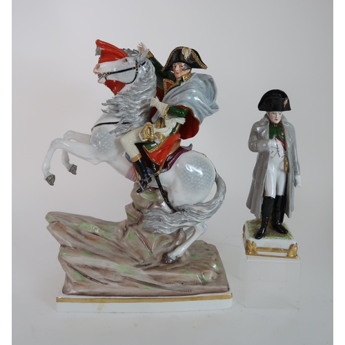 296 - A SITZENDORF FIGURE OF NAPOLEON CROSSING THE ALPS