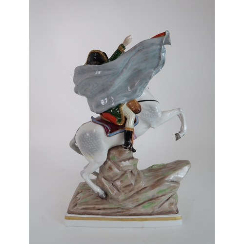 296 - A SITZENDORF FIGURE OF NAPOLEON CROSSING THE ALPS