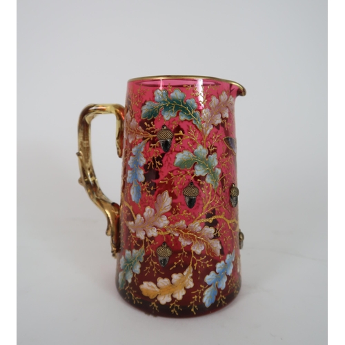 302 - A MOSER CRANBERRY GLASS JUG