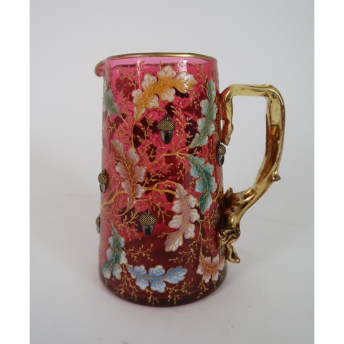 302 - A MOSER CRANBERRY GLASS JUG