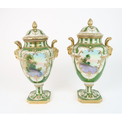 330 - A PAIR OF NORITAKE URNS AND COVERS