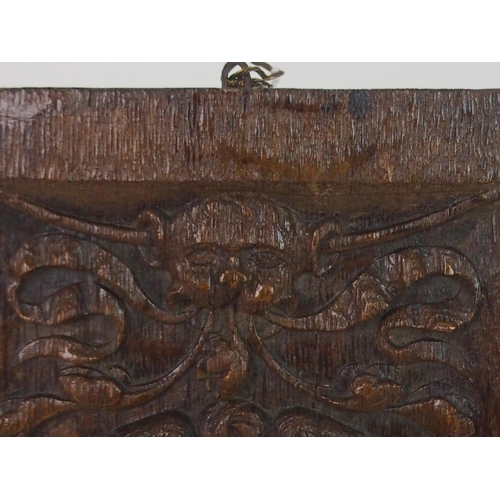 377 - A PAIR OF CARVED OAK ROMANYE PANELS