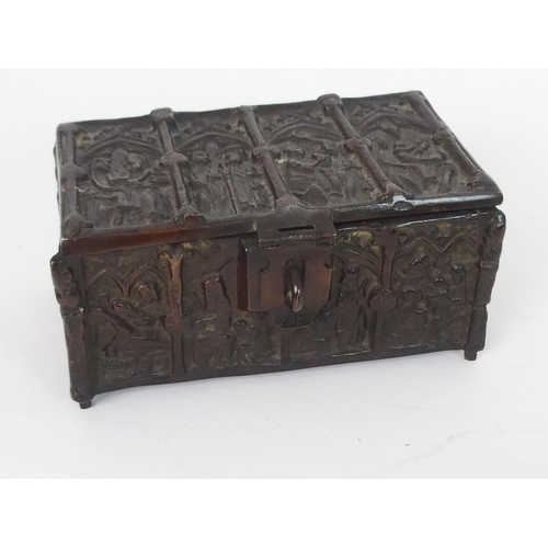 381 - A SMALL BRONZE BOX