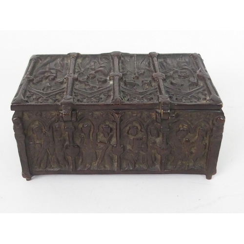 381 - A SMALL BRONZE BOX