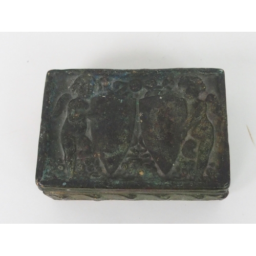 381 - A SMALL BRONZE BOX