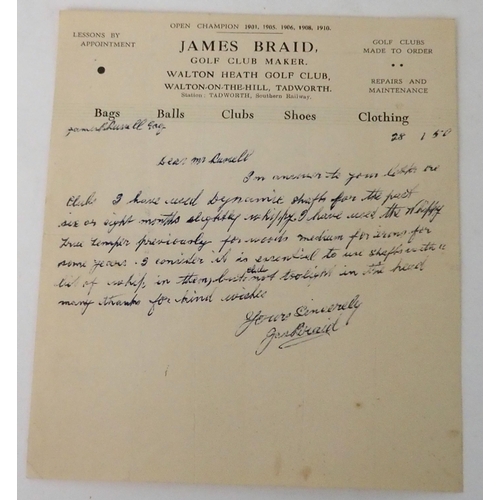 438 - TWO HAND-WRITTEN AND SIGNED LETTERS BY JAMES BRAID