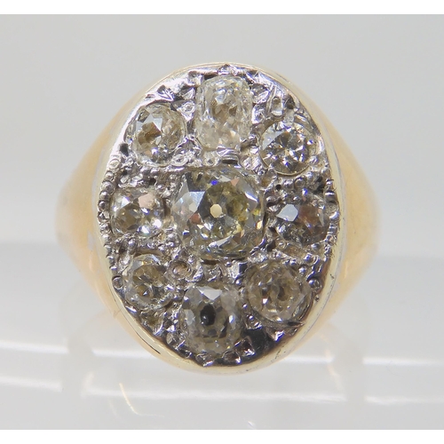 496 - A 9CT GOLD GENTS DIAMOND SET SIGNET RING