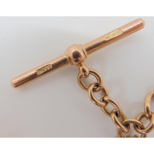 530 - A 9CT ROSE GOLD FOB CHAIN