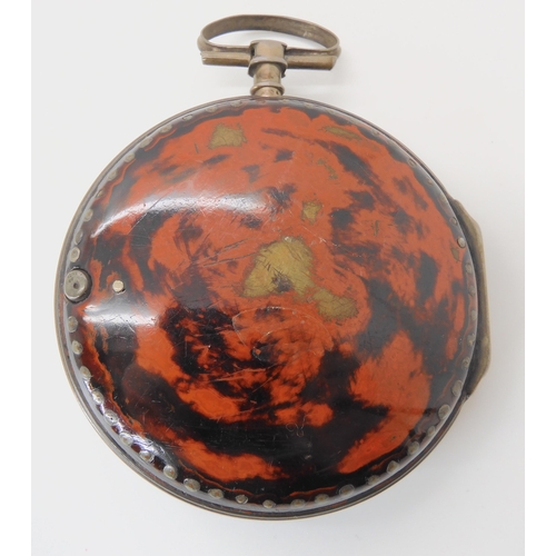 670 - A WHITE METAL PAIR CASED POCKET WATCH WITH PAINTED ISTANBUL DIAL