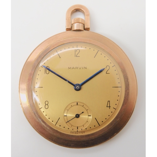 673 - A 9CT ROSE GOLD MARVIN POCKET WATCH