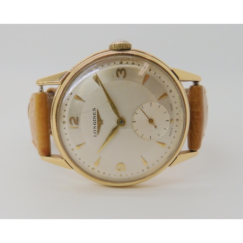 684 - A 9CT GOLD CASED GENTS LONGINES WATCH