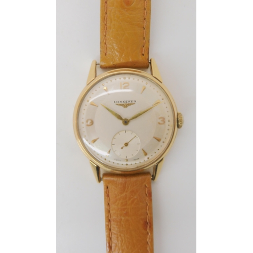 684 - A 9CT GOLD CASED GENTS LONGINES WATCH