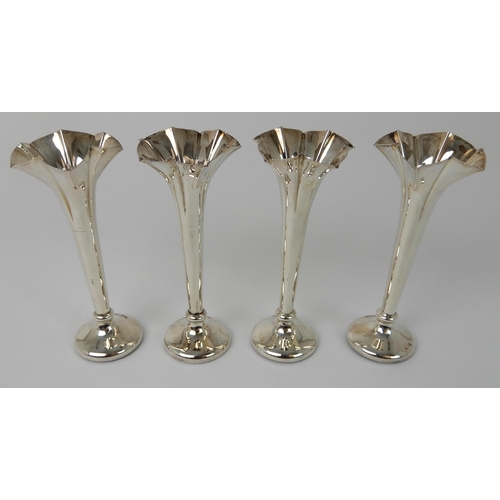 695 - A CASED SET OF FOUR SILVER FLOWER FLUTES