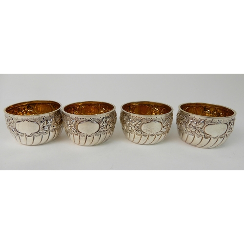 696 - A CASED SET OF FOUR SILVER SALTS