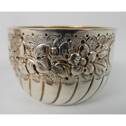 696 - A CASED SET OF FOUR SILVER SALTS