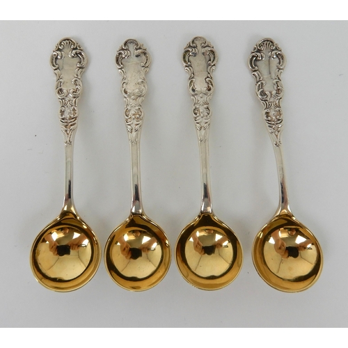 696 - A CASED SET OF FOUR SILVER SALTS