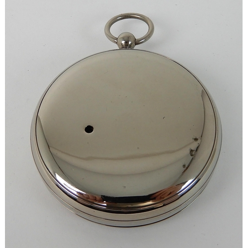 697 - A WHITE METAL CASED BAROMETER