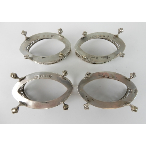 701 - A CASED SET OF FOUR SILVER SALTS WITH SERVERS