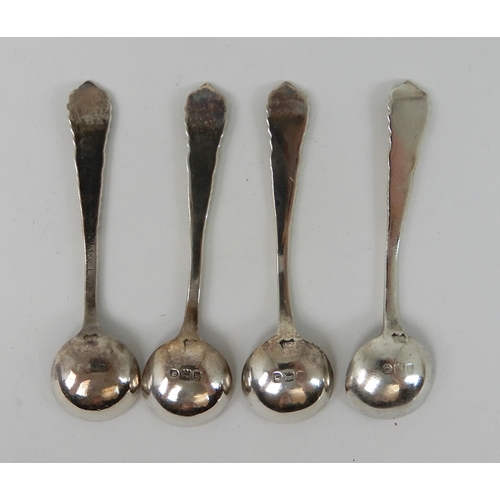 701 - A CASED SET OF FOUR SILVER SALTS WITH SERVERS