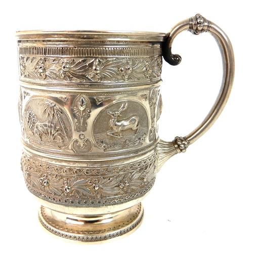 716 - A SILVER CHRISTENING MUG