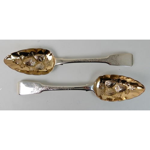 718 - A PAIR OF SILVER BERRY SPOONS