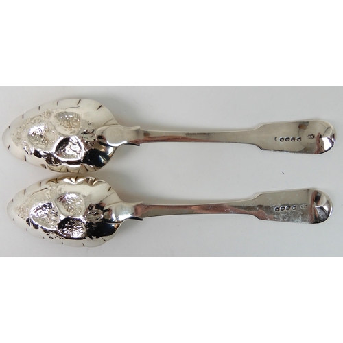 718 - A PAIR OF SILVER BERRY SPOONS