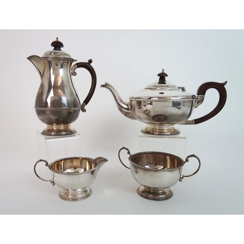 727 - A FOUR PIECE SILVER TEA SERVICE